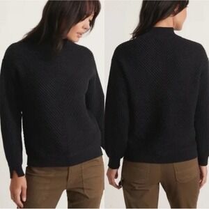 Marine Layer Black Skylar Sweater Womens XS Turtleneck Cotton Wool Blend Ribbed